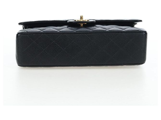 Borsa CHANEL Double Flap Chain Matelasse Pelle Caviar Nero Oro CC Auth am12621SM D'oro - vista 5