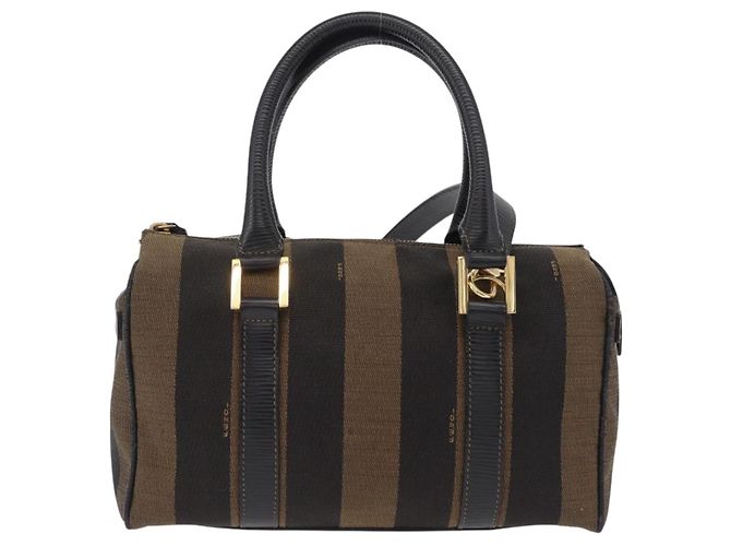 Pequin Borsa FENDI Pecan Mini Boston Bag Canvas 2way Brown Gold Tone Auth mr3030A Marrone - vista 13