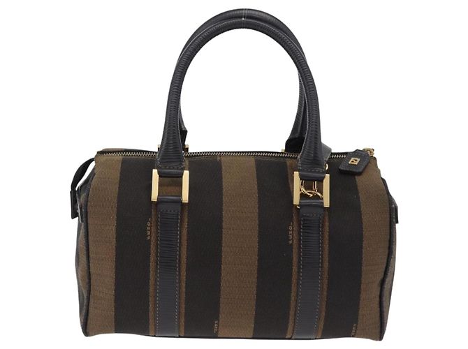 Pequin Borsa FENDI Pecan Mini Boston Bag Canvas 2way Brown Gold Tone Auth mr3030A Marrone - vista 2