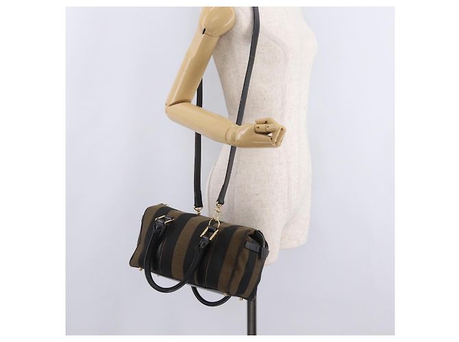 Pequin Borsa FENDI Pecan Mini Boston Bag Canvas 2way Brown Gold Tone Auth mr3030A Marrone - vista 25