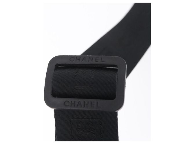 Borsa a Tracolla CHANEL Sports Line Nylon Nero Argento CC Auth 204744V - vista 9