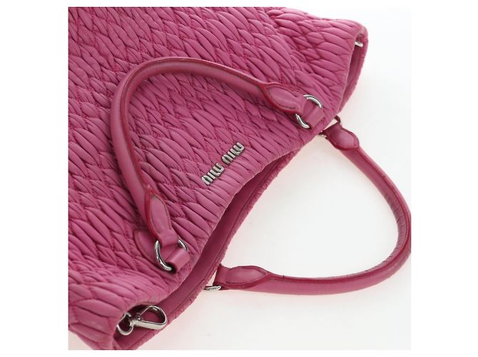 Miu Miu Matelassé Handtasche aus Leder Rosa Silber authentisch 206333 Pink - Ansicht 14