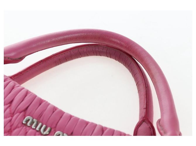 Miu Miu Matelassé Handtasche aus Leder Rosa Silber authentisch 206333 Pink - Ansicht 15