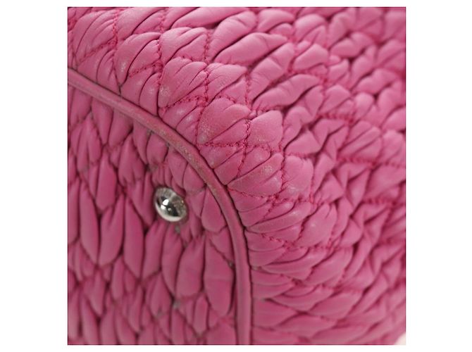 Miu Miu Matelassé Handtasche aus Leder Rosa Silber authentisch 206333 Pink - Ansicht 17