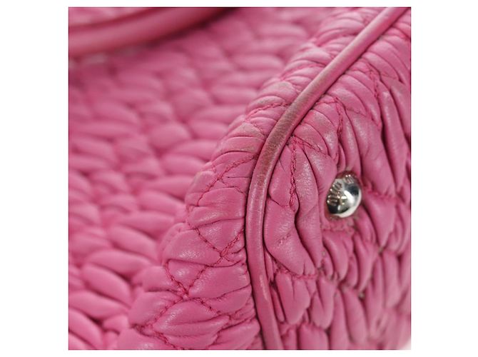 Miu Miu Matelassé Handtasche aus Leder Rosa Silber authentisch 206333 Pink - Ansicht 18