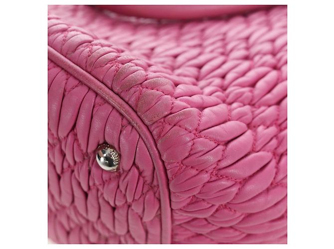 Miu Miu Matelassé Handtasche aus Leder Rosa Silber authentisch 206333 Pink - Ansicht 19
