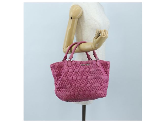 Miu Miu Matelassé Handtasche aus Leder Rosa Silber authentisch 206333 Pink - Ansicht 26