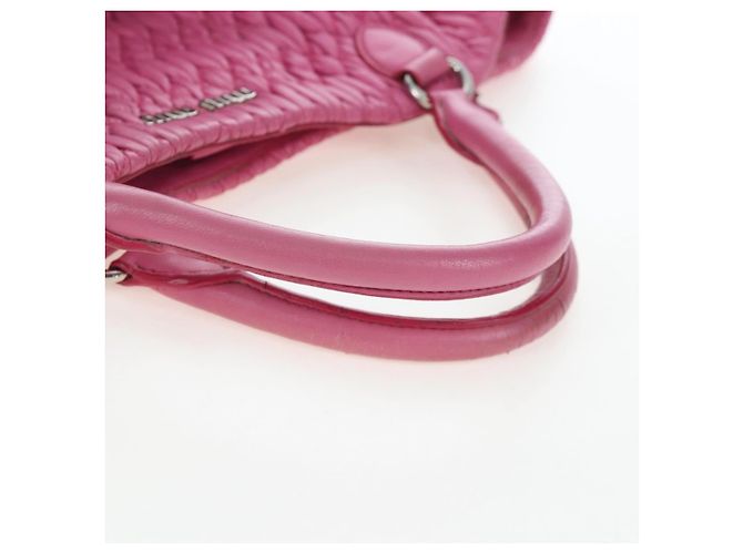 Miu Miu Matelassé Handtasche aus Leder Rosa Silber authentisch 206333 Pink - Ansicht 7