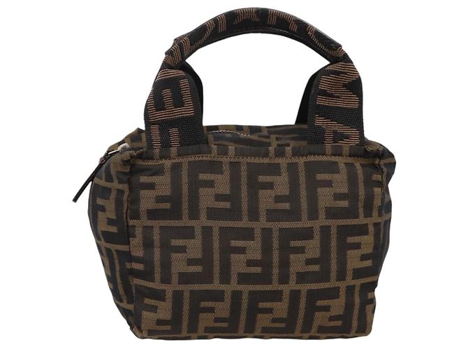 FENDI Zucca Canvas Handtasche Schwarz Braun Auth ep16243 - Ansicht 13