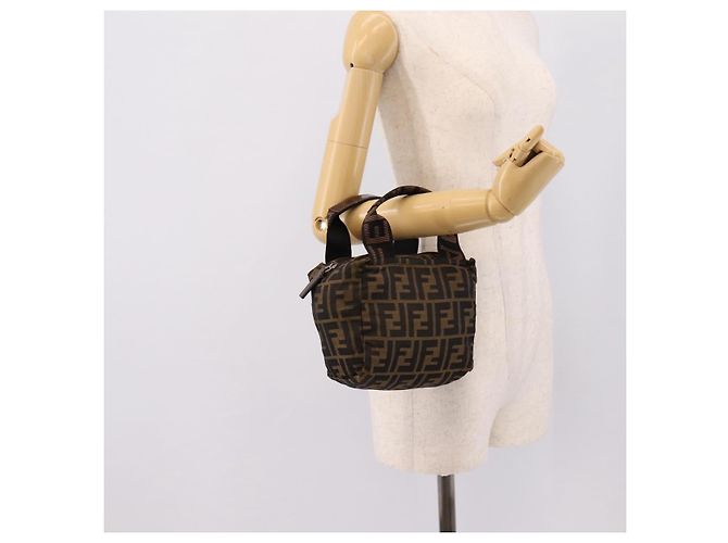 FENDI Zucca Canvas Handtasche Schwarz Braun Auth ep16243 - Ansicht 20