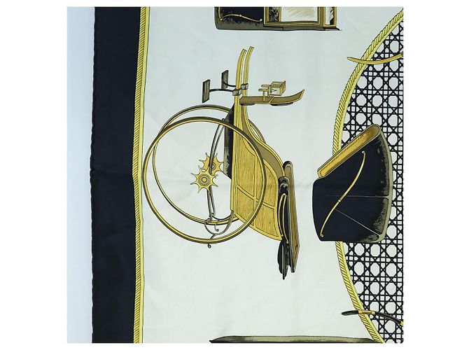 Hermès HERMES Carre 90 Seidentuch Schwarz Weiß Auth bs37175 - Ansicht 5