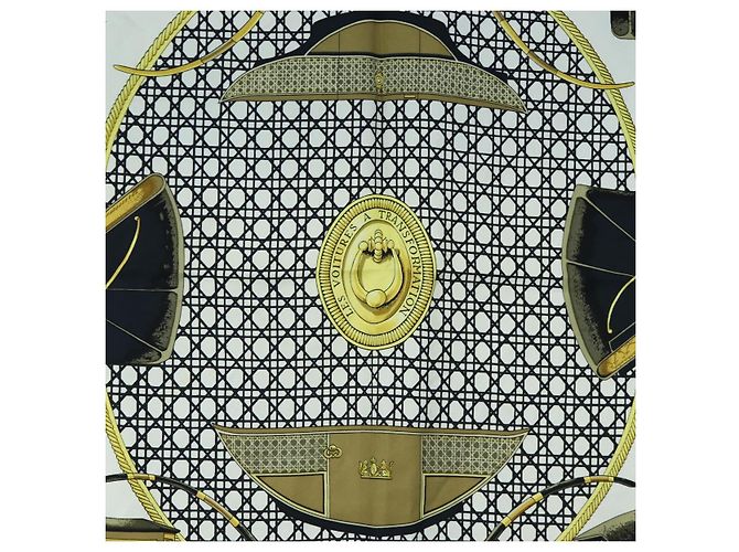 Hermès HERMES Carre 90 Seidentuch Schwarz Weiß Auth bs37175 - Ansicht 6