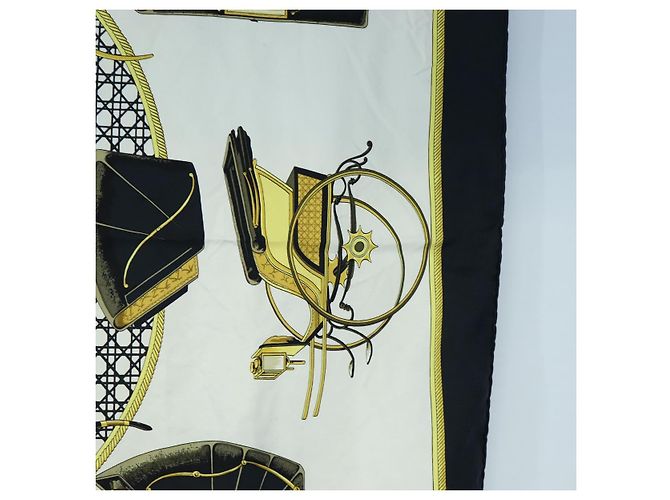 Hermès HERMES Carre 90 Seidentuch Schwarz Weiß Auth bs37175 - Ansicht 7
