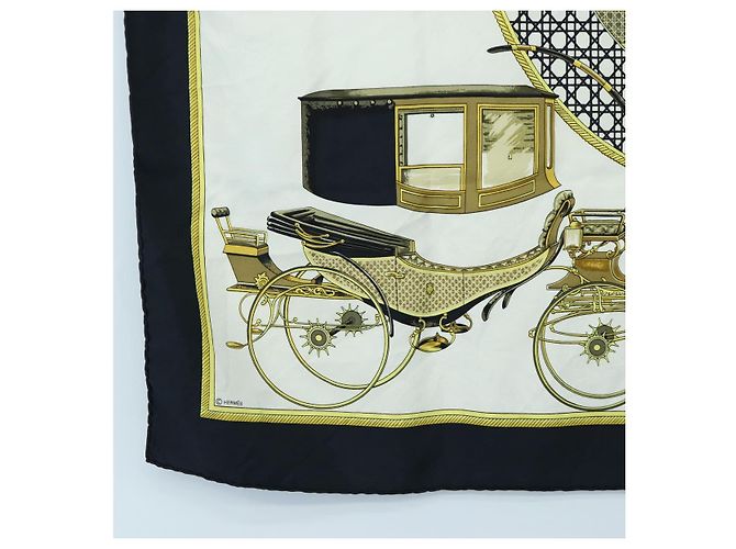 Hermès HERMES Carre 90 Seidentuch Schwarz Weiß Auth bs37175 - Ansicht 8