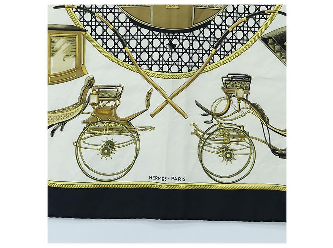 Hermès HERMES Carre 90 Seidentuch Schwarz Weiß Auth bs37175 - Ansicht 9