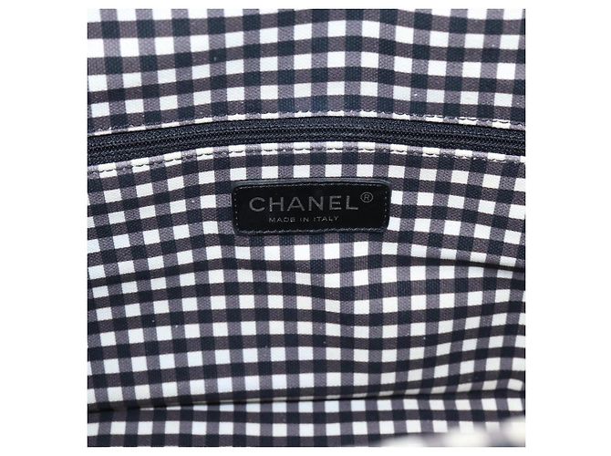 Borsa CHANEL Cruise Line Canvas Nero Bianco CC Auth bs37391A - vista 19