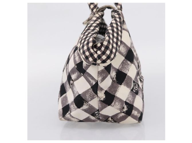 Borsa CHANEL Cruise Line Canvas Nero Bianco CC Auth bs37391A - vista 4