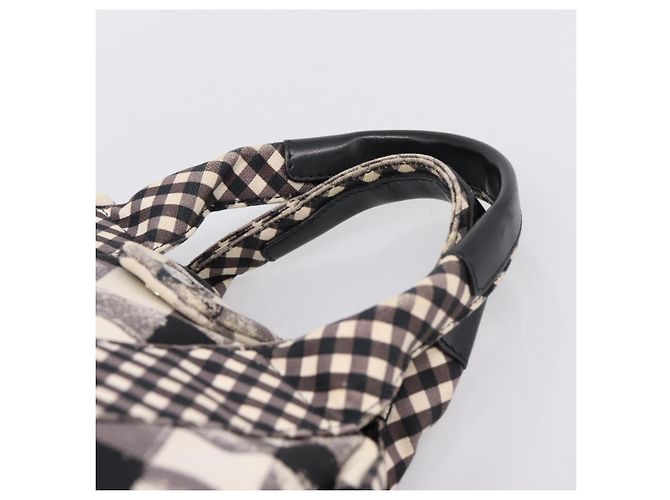 Borsa CHANEL Cruise Line Canvas Nero Bianco CC Auth bs37391A - vista 8