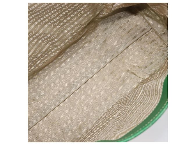 Bolso Tote PRADA Canvas Beige Green Auth gh2350 Verde - vista 10