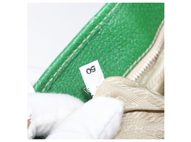 Bolso Tote PRADA Canvas Beige Green Auth gh2350 Verde - vista 11