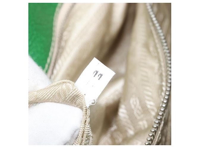 Bolso Tote PRADA Canvas Beige Green Auth gh2350 Verde - vista 12