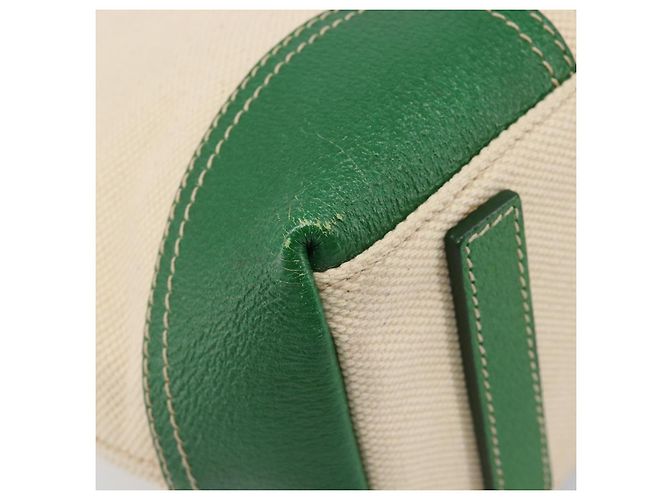 Bolso Tote PRADA Canvas Beige Green Auth gh2350 Verde - vista 16