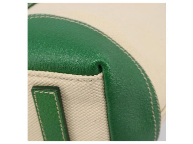 Bolso Tote PRADA Canvas Beige Green Auth gh2350 Verde - vista 17
