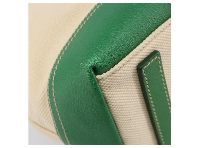 Bolso Tote PRADA Canvas Beige Green Auth gh2350 Verde - vista 18