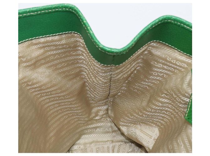 Bolso Tote PRADA Canvas Beige Green Auth gh2350 Verde - vista 24