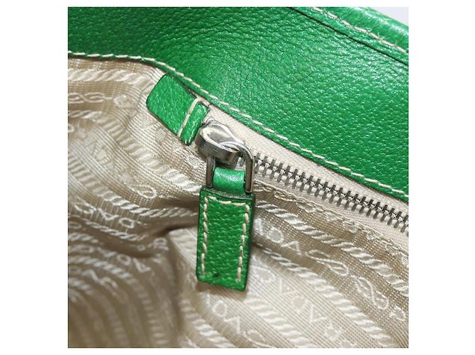 Bolso Tote PRADA Canvas Beige Green Auth gh2350 Verde - vista 25