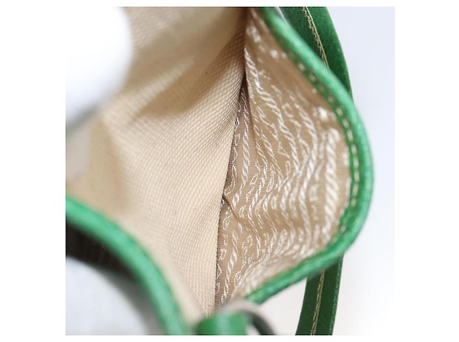 Bolso Tote PRADA Canvas Beige Green Auth gh2350 Verde - vista 27