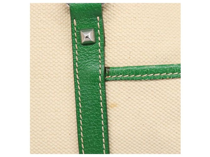 Bolso Tote PRADA Canvas Beige Green Auth gh2350 Verde - vista 4