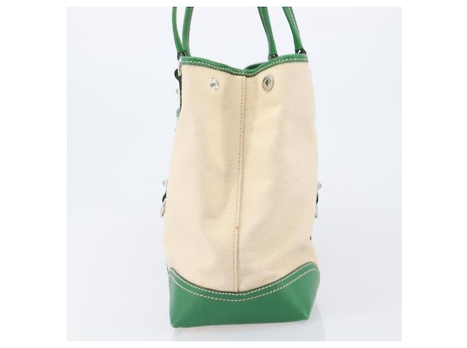 Bolso Tote PRADA Canvas Beige Green Auth gh2350 Verde - vista 5