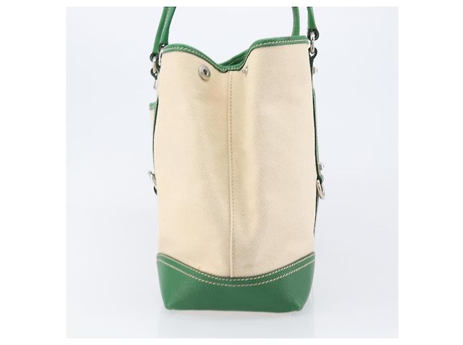 Bolso Tote PRADA Canvas Beige Green Auth gh2350 Verde - vista 6