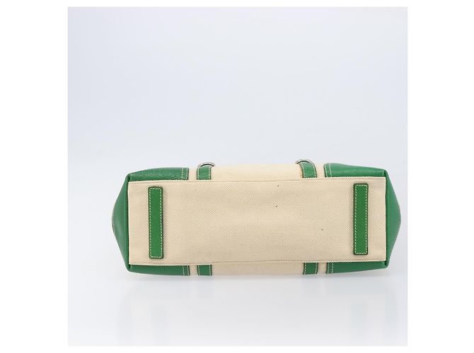 Bolso Tote PRADA Canvas Beige Green Auth gh2350 Verde - vista 7