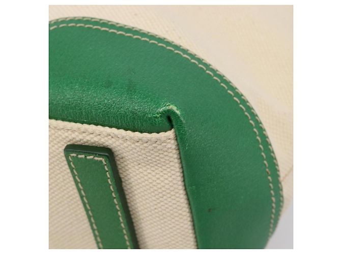 Bolso Tote PRADA Canvas Beige Green Auth gh2350 Verde - vista 9