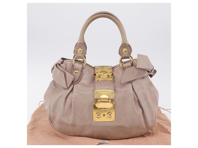 Borsa a Mano Miu Miu Vitellolux Pink Gold Auth 206250M Rosa D'oro - vista 12