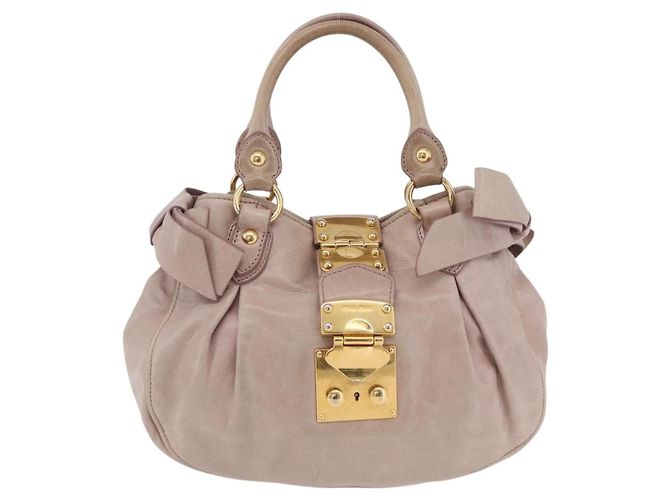 Borsa a Mano Miu Miu Vitellolux Pink Gold Auth 206250M Rosa D'oro - vista 13