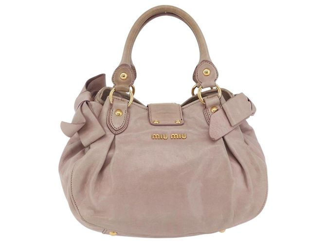Borsa a Mano Miu Miu Vitellolux Pink Gold Auth 206250M Rosa D'oro - vista 2