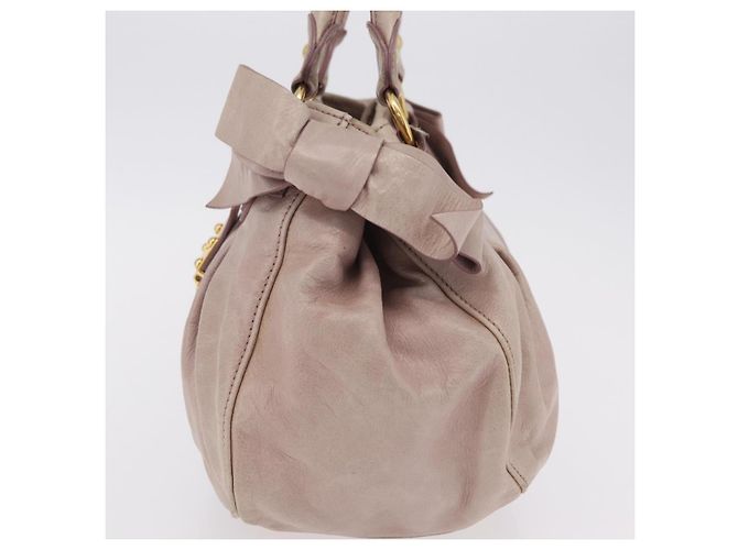 Borsa a Mano Miu Miu Vitellolux Pink Gold Auth 206250M Rosa D'oro - vista 4