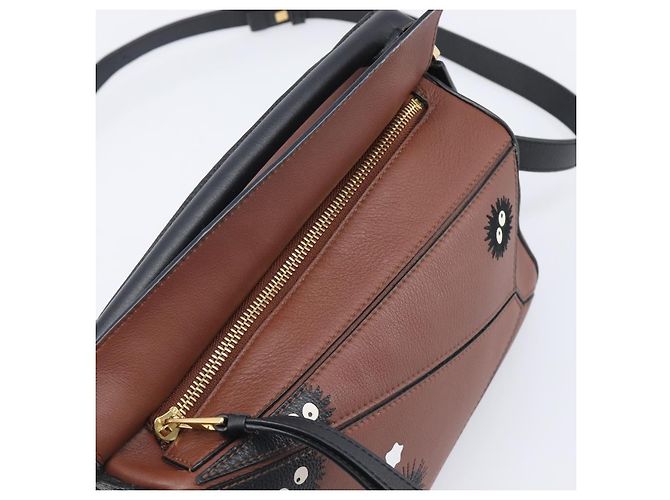 Borsa LOEWE Mini Puzzle Ghibli Soot Sprites in pelle 2way Marrone Auth ki6844SM D'oro - vista 10