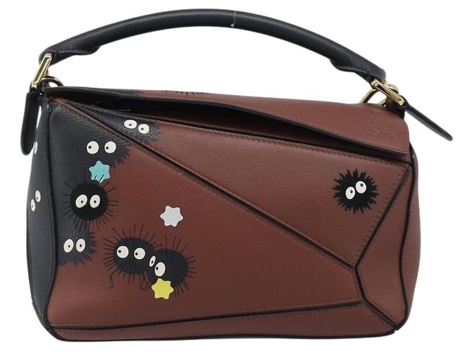 Borsa LOEWE Mini Puzzle Ghibli Soot Sprites in pelle 2way Marrone Auth ki6844SM D'oro - vista 13