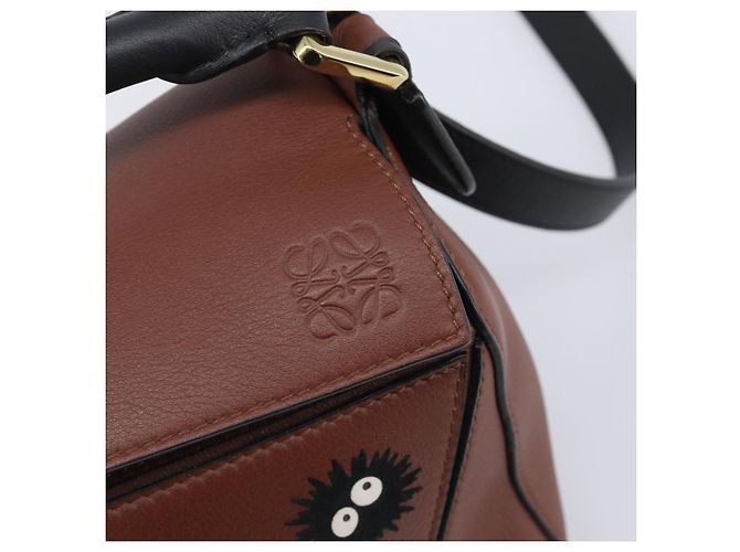 Borsa LOEWE Mini Puzzle Ghibli Soot Sprites in pelle 2way Marrone Auth ki6844SM D'oro - vista 21