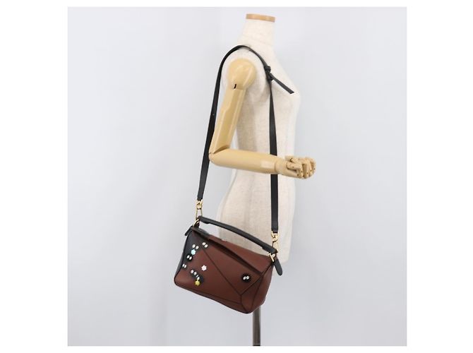 Borsa LOEWE Mini Puzzle Ghibli Soot Sprites in pelle 2way Marrone Auth ki6844SM D'oro - vista 29