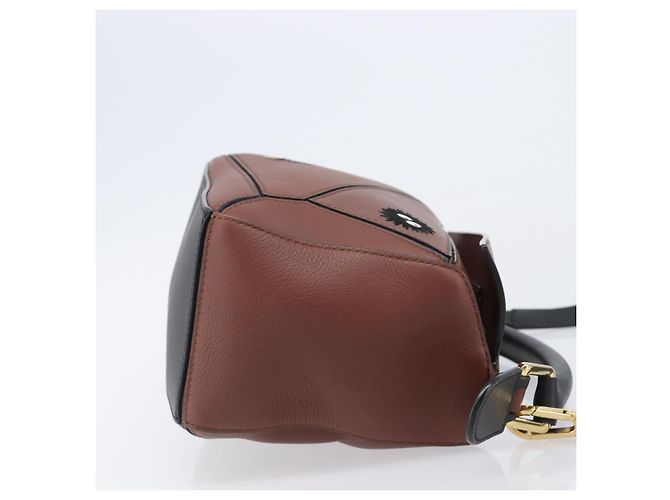 Borsa LOEWE Mini Puzzle Ghibli Soot Sprites in pelle 2way Marrone Auth ki6844SM D'oro - vista 3