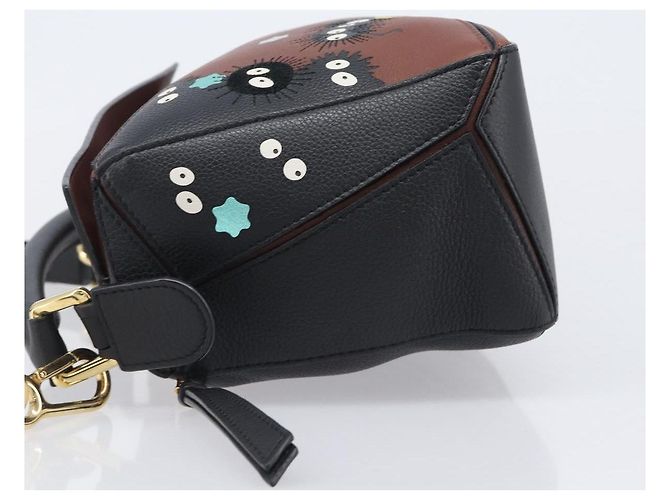 Borsa LOEWE Mini Puzzle Ghibli Soot Sprites in pelle 2way Marrone Auth ki6844SM D'oro - vista 4