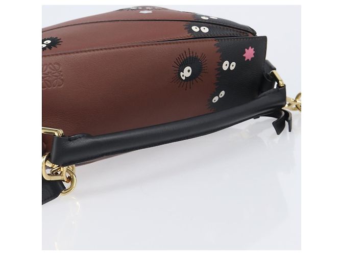 Borsa LOEWE Mini Puzzle Ghibli Soot Sprites in pelle 2way Marrone Auth ki6844SM D'oro - vista 7