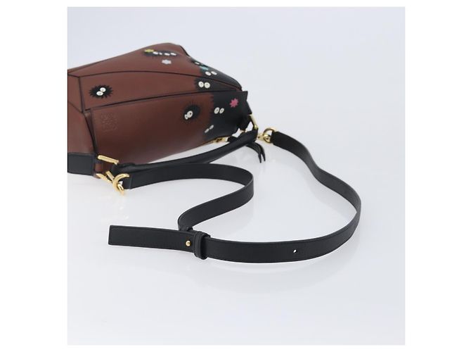 Borsa LOEWE Mini Puzzle Ghibli Soot Sprites in pelle 2way Marrone Auth ki6844SM D'oro - vista 8