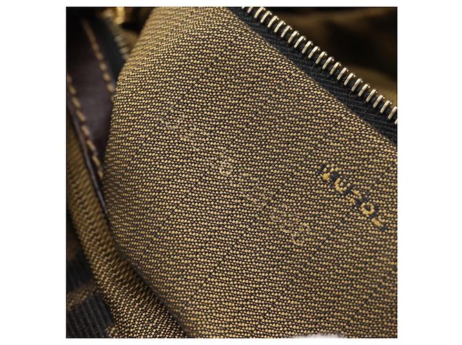 Borsa a tracolla FENDI Zucca Canvas Mamma Baguette Marrone Nero Auth LN210V - vista 12