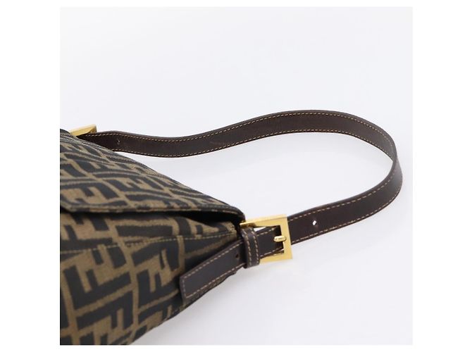 Borsa a tracolla FENDI Zucca Canvas Mamma Baguette Marrone Nero Auth LN210V - vista 14
